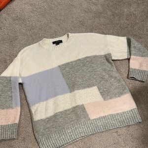 Forever 21 Color Block Sweater - Cream, Gray, Pink, Blue